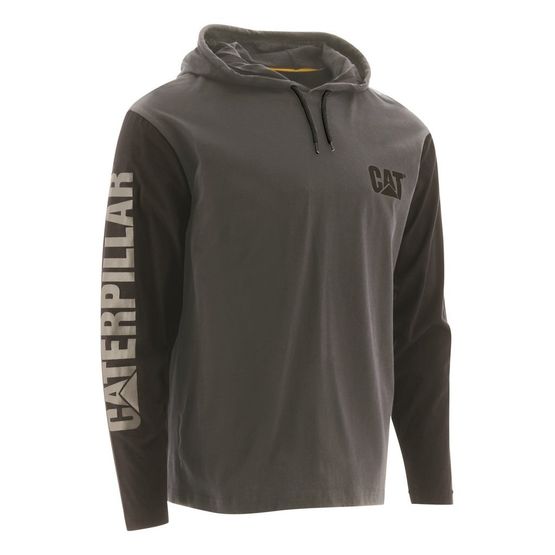 Caterpillar Hooded Long Sleeve T-Shirt - Dark Shadow