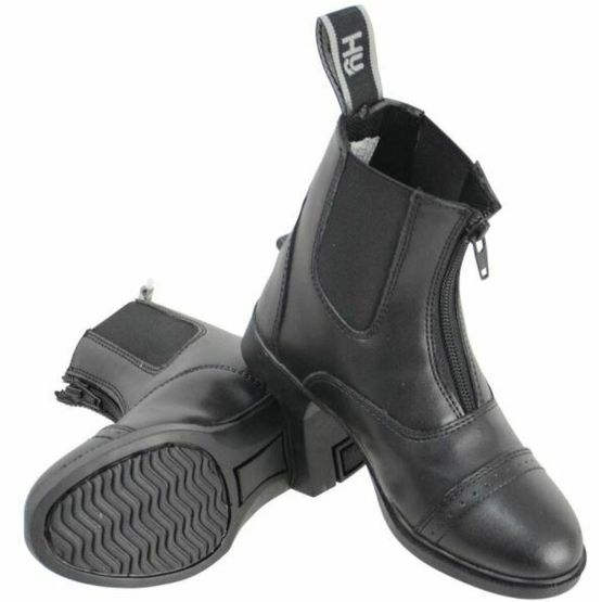 HyLAND York Synthetic Combi Leather Zip Children's Jodhpur Boots - Black