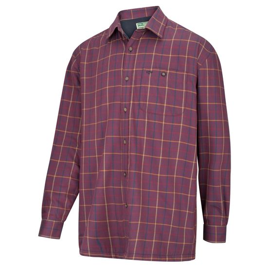 Hoggs Bramble Micro-Fleece Lined Shirt - Wine Check