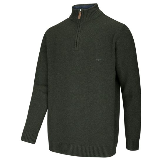 Hoggs Lothian 1/4 Zip Neck Lambswool Pullover - Loden