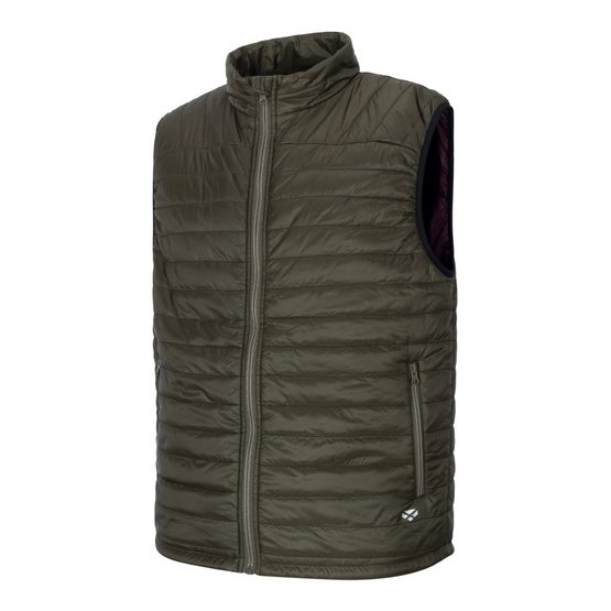 Hoggs Kingston Packaway Ripstop Zip-Up Gilet - Olive/Merlot