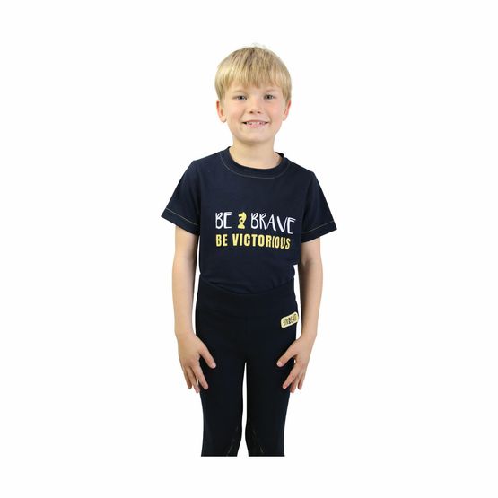 Hy Little Knight Be Brave T-Shirt - Navy/Yellow