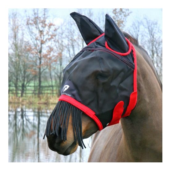 Hy Equestrian Mesh Half Mask with Ears and Fringe