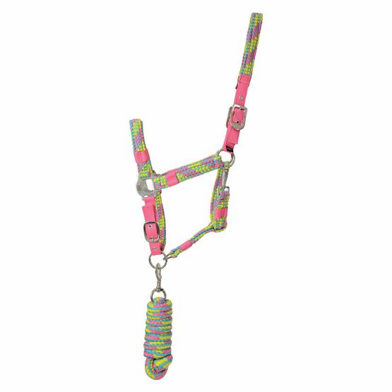 Hy Equestrian Multicolour Adjustable Head Collar with Rope