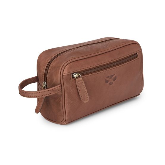 Hoggs Monarch Leather Wash Bag - Hazelnut