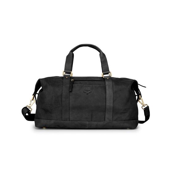 Hoggs Monarch Leather Carryon Holdall Bag - Black