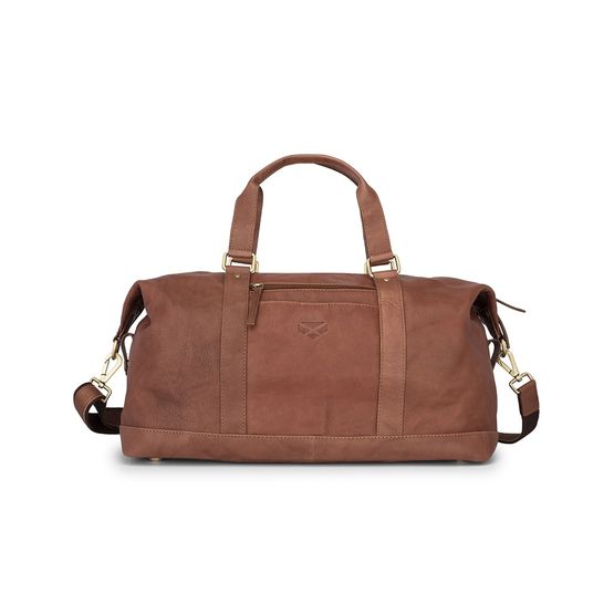 Hoggs Monarch Leather Carryon Holdall Bag - Hazelnut