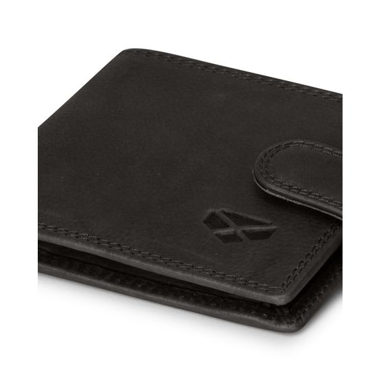 Hoggs Monarch Full Grain Leather Coin Wallet With Tab Closure - Black