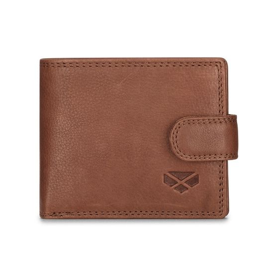 Hoggs Monarch Full Grain Leather Coin Wallet With Tab Closure - Hazelnut