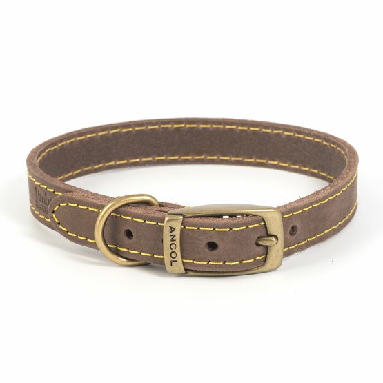 Ancol Timberwolf Sable Leather Dog Collar