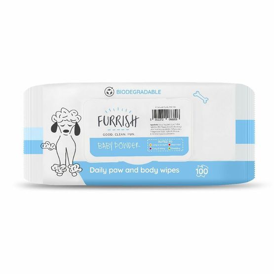 FURRISH DAILY PAW &amp; BODY WIPES BABY POWDER