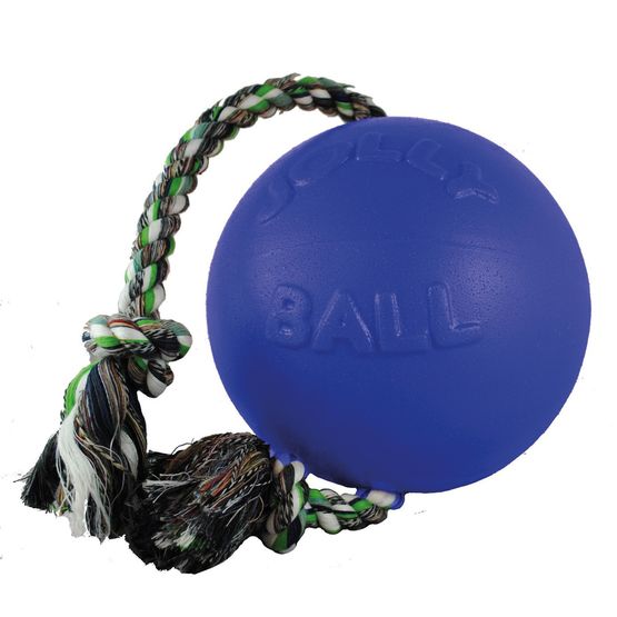 Jolly Pets Romp-n-Roll Rope Ball Dog Toy - Blue