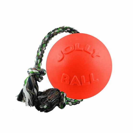 Jolly Pets Romp-n-Roll Rope Ball Dog Toy - Orange