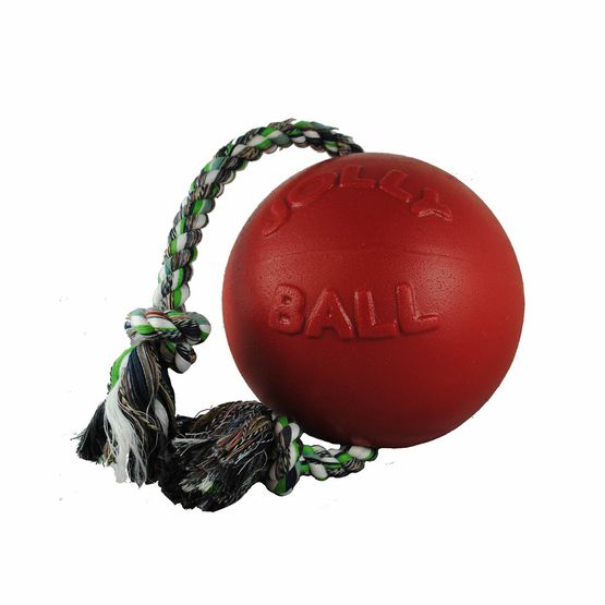 Jolly Pets Romp-n-Roll Rope Ball Dog Toy - Red