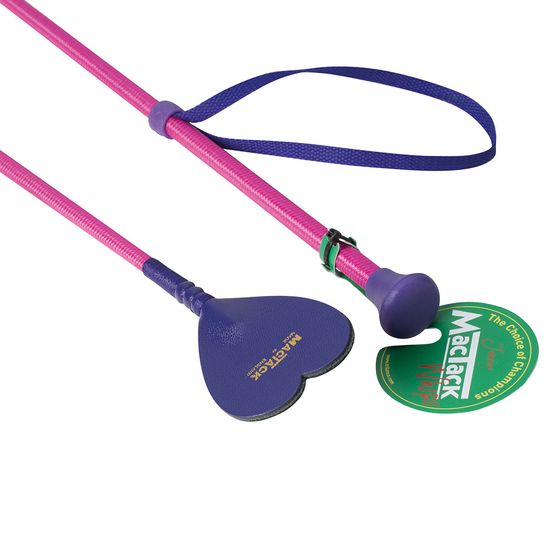 MacTack 20" Junior Horse Riding Whip With Heart Keeper - Pink/Purple