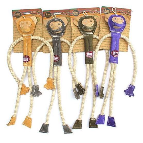 Miro &amp; Makauri Natural Eco-Friendly Leather Monkey Dog Toy