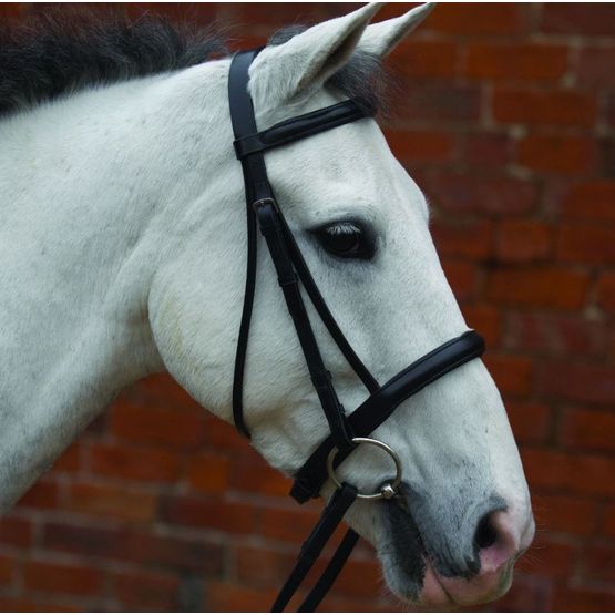 Black Cavesson Bridle Raised &amp; Rubber Grip Reins 1/2"