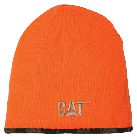 Caterpillar Reversible Logo Beanie - Orange/Jacquard
