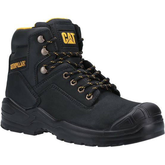 Caterpillar Striver Mid S3 Steel Toe Leather Safety Boots - Black