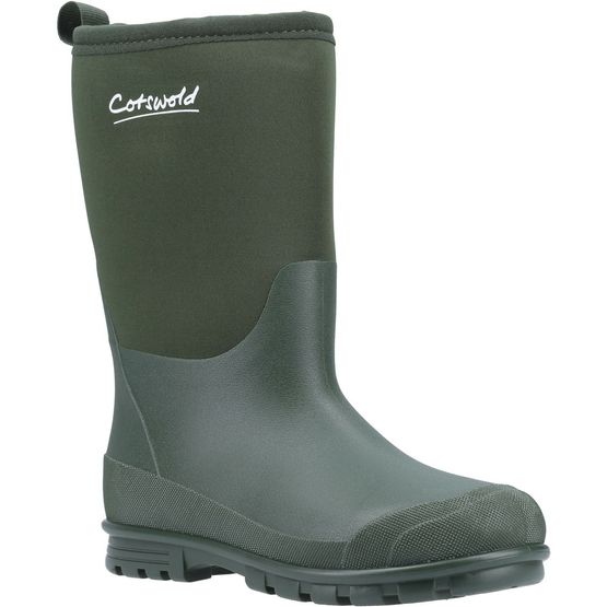 Cotswold Hilly Waterproof Neoprene Wellington Boots - Green	Childs/Youths