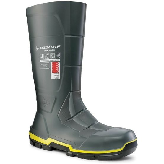 Dunlop MetGUARD Full Safety Steel Toe Wellington Boots - Grey