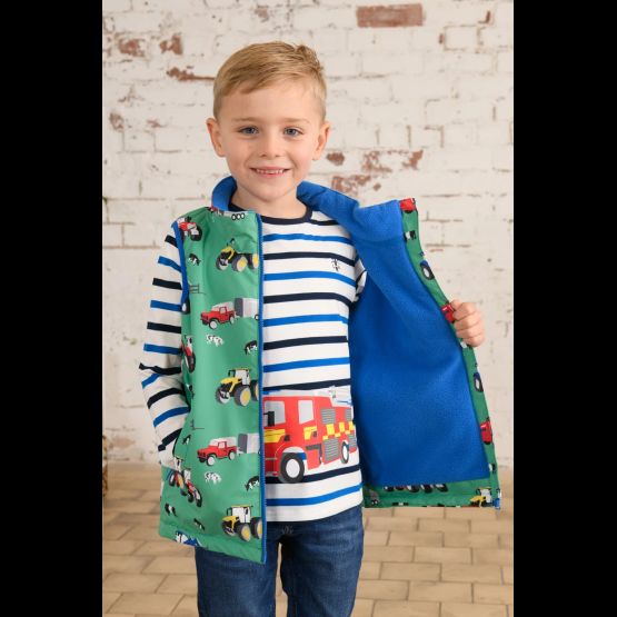 Lighthouse Alex Peagreen Tractor Print Children's Waterproof Gilet