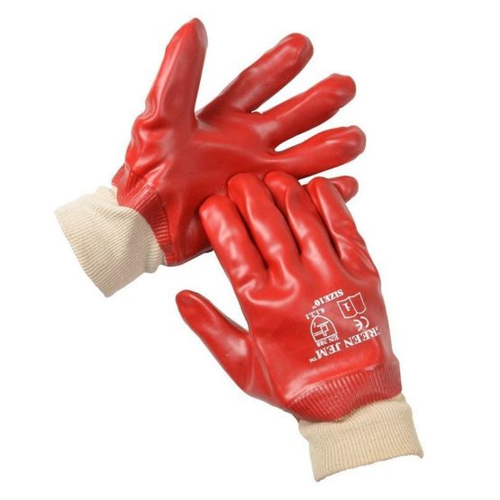 Tony Mitchell Multipurpose PVC Coated Knit Wrist Gloves - Red