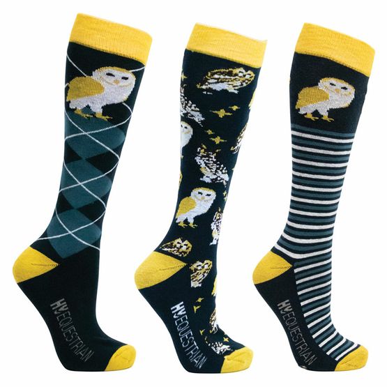Hy Equestrian Night Owl Socks (Pack of 3)