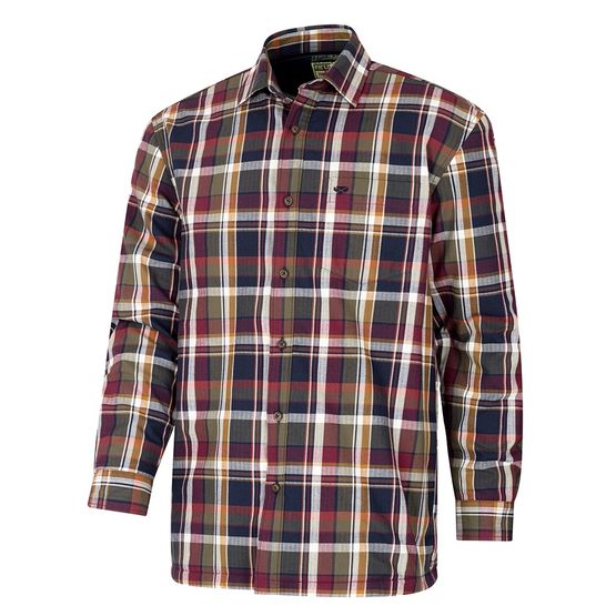 Hoggs Arran Microfleece Lined 100% Wine/Olive/Navy Cotton Check Shirt