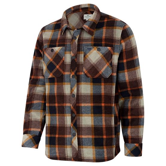 Hoggs Brucefield Flannel Check Fleece Shacket - Brown/Navy