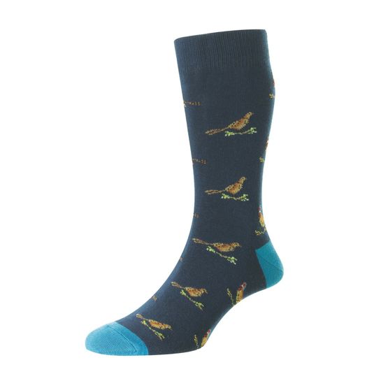 HJ Hall HJ31 Pheasant &amp; Grouse Motif Men's Socks - Navy (6-11)