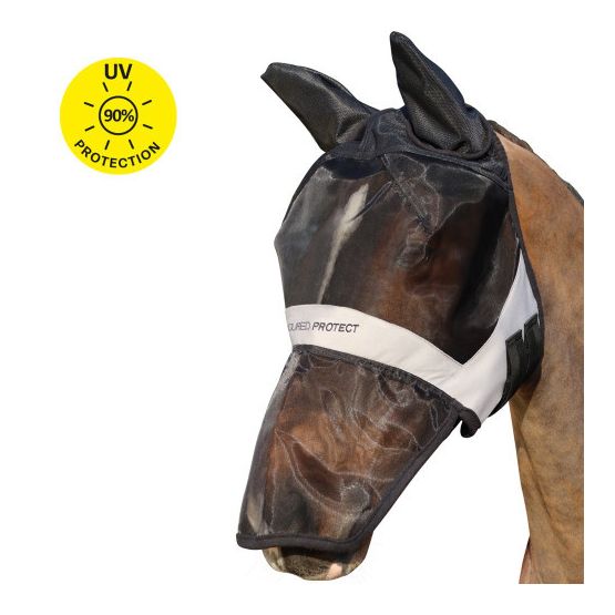 Hy Equestrian Black Armoured Protect Full Mask with Ears and Nose