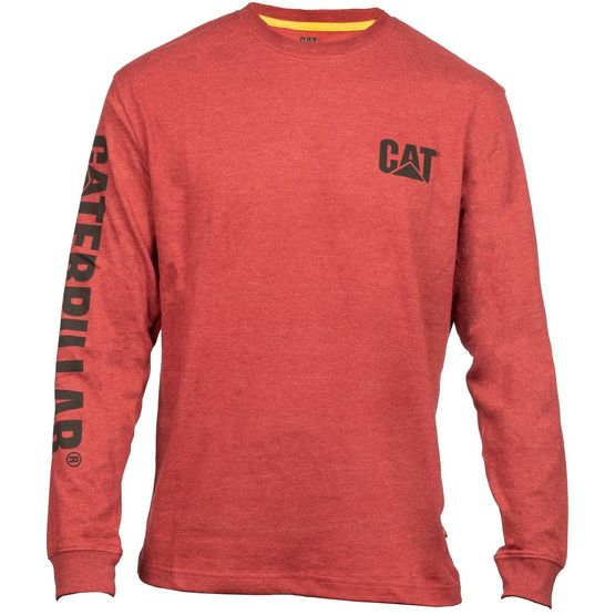 Caterpillar Trademark Banner Long Sleeve T-Shirt Red
