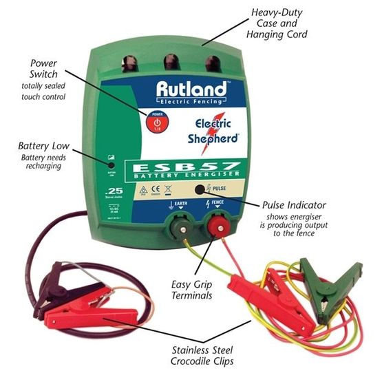 Rutland Battery Fence Energiser 08-057R Touch Control 0.25 Joules