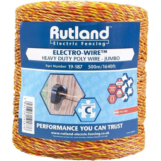 Rutland Electric Fence Jumbo Polywire 500M (19-187)
