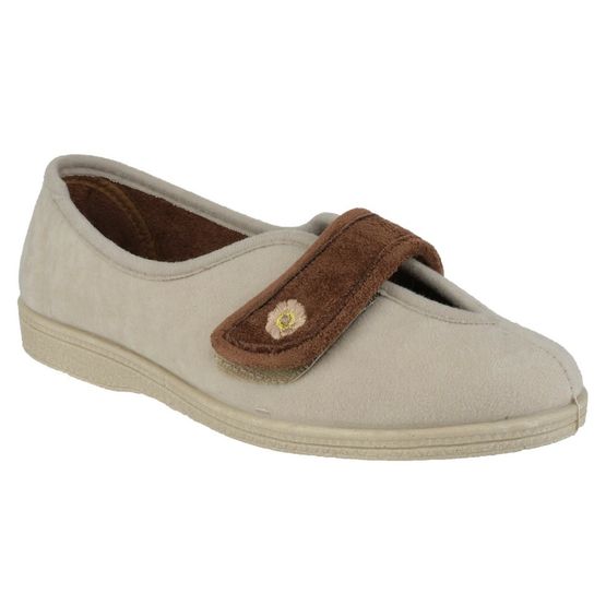 Mirak Andrea Touch Fastening Slipper Cream