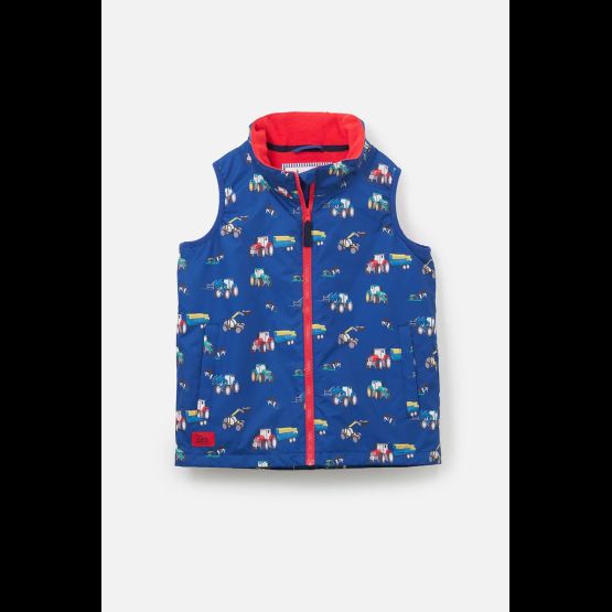 Lighthouse Alex Boys Tractor Print Waterproof Gilet - Navy Blue