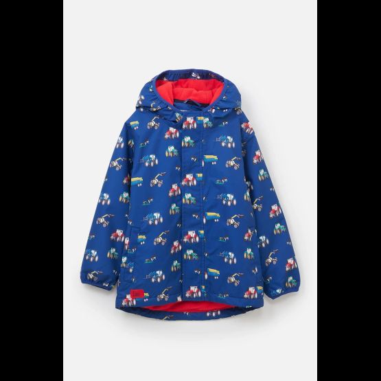 Lighthouse Finlay Boys Tractor Print Waterproof Coat - Navy Blue
