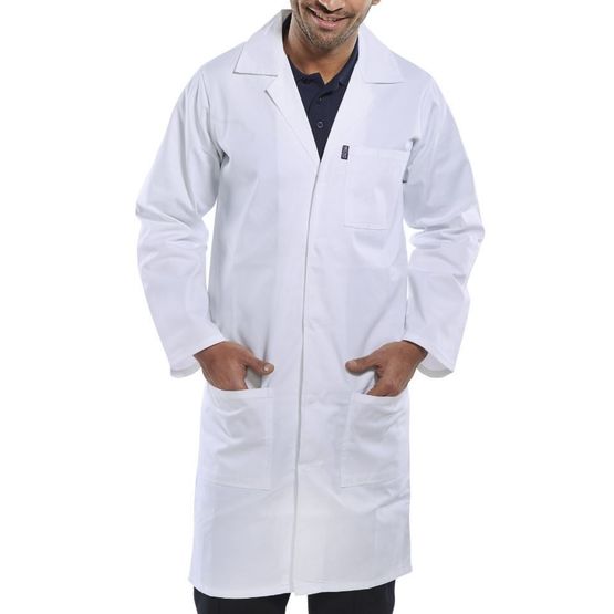 Click Warehouse &amp; Lab Coat - White