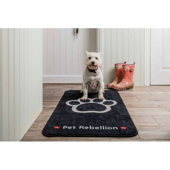 Pet Rebellion Stop Muddy Paws XL Dog Mat Barrier Rug - Black (57cm x 110cm)