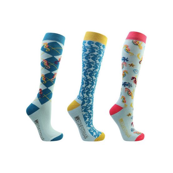 Hy Equestrian Shanti Seahorse Socks (Pack of 3)
