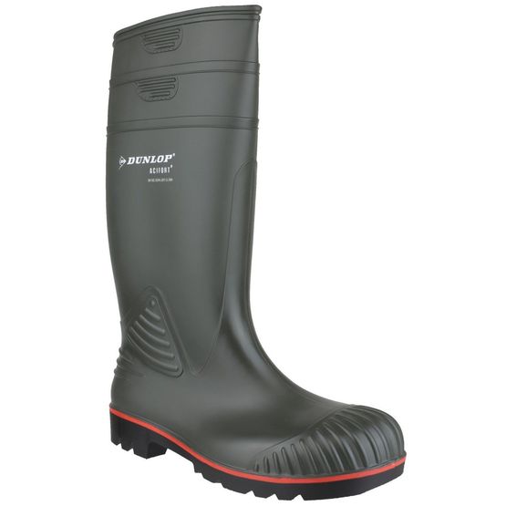 Dunlop Acifort Heavy Duty Full Safety Wellington Boots - Green