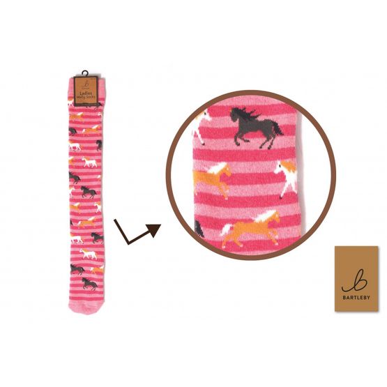 Otterdene WK213 Women's Funky Striped Welly Socks - Galloping Horses