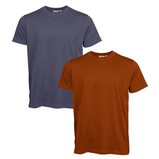 Hoggs Sandwood Cotton Crew Neck T-Shirts - Slate/Rust (Pack of 2)