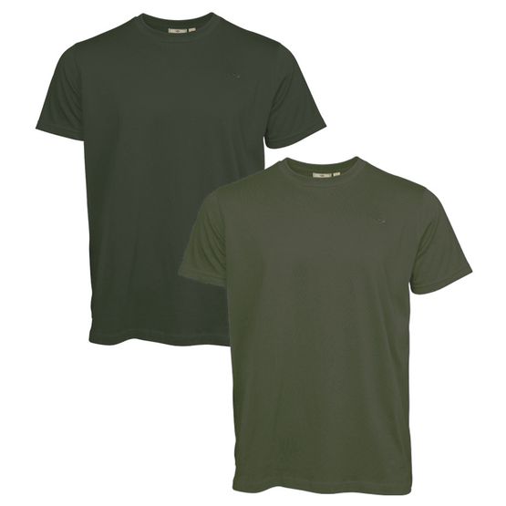 Hoggs Sandwood Cotton Crew Neck T-Shirts - Forest/Lovat (Pack of 2)