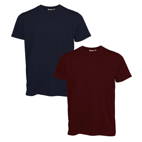 Hoggs Sandwood Cotton Crew Neck T-Shirts - Midnight/Merlot (Pack of 2)