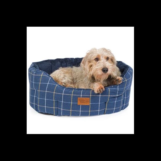 House of Paws Check Tweed Oval Snuggle Bed