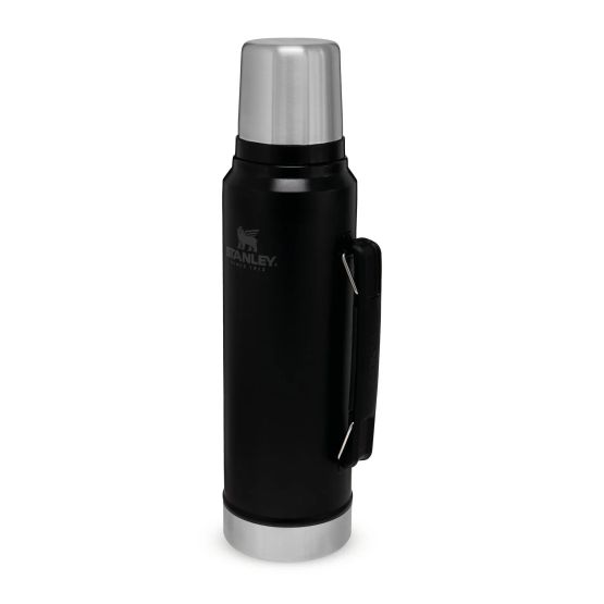 Stanley Classic Hot &amp; Cold Insulated Steel Drinks Bottle - 1 Litre (Matte Black)