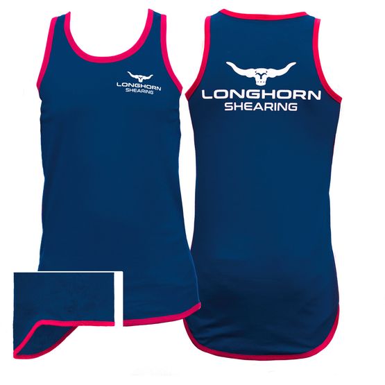 Longhorn Long Tail Shearing Singlet Hampshire Navy/Pink