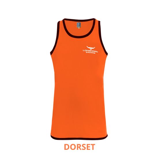 Longhorn Long Tail Shearing Singlet Dorset Orange/Black